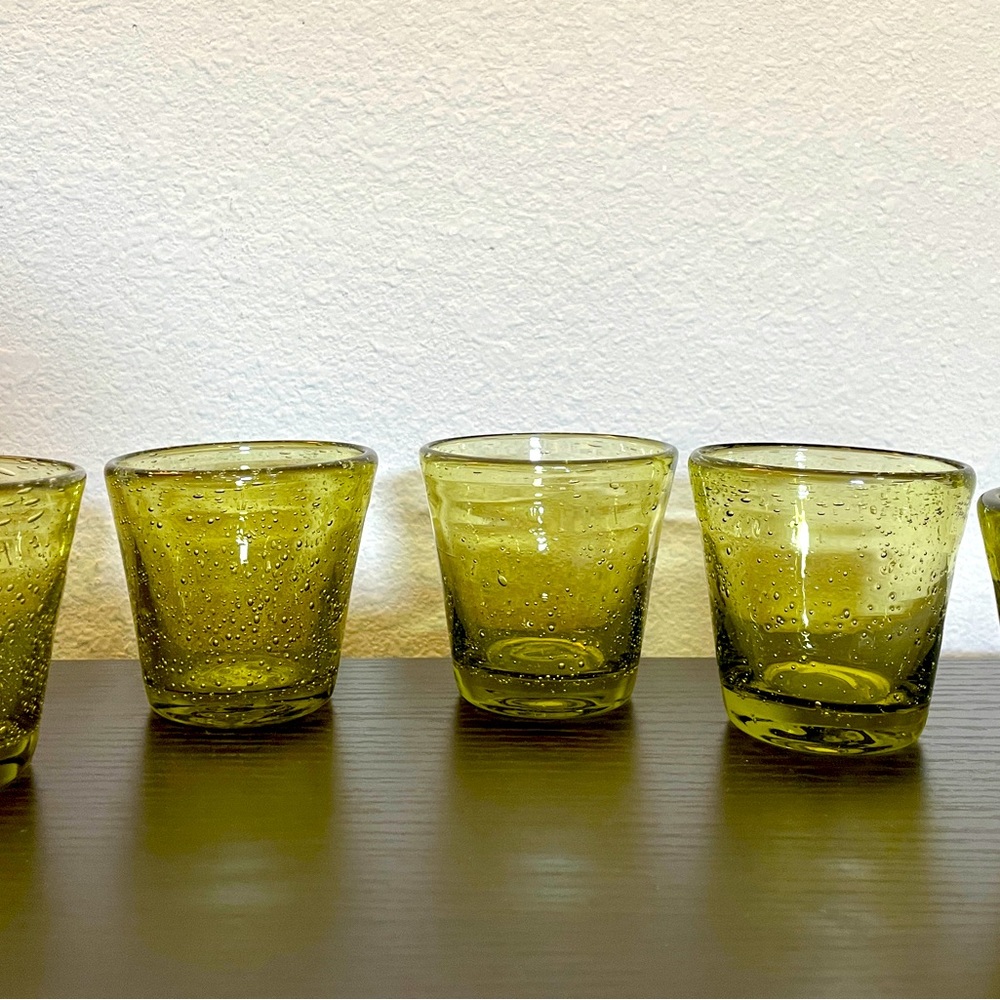 Mexican Bubble Hand Blown Glass Shot Glasses Set of 4